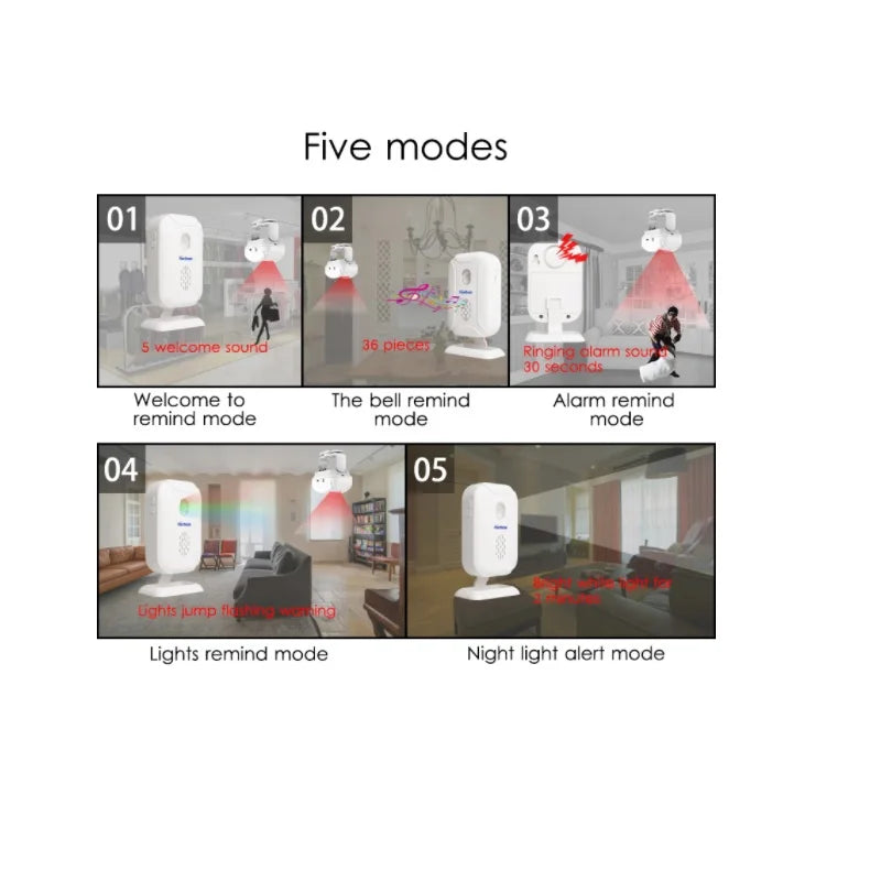 Timbre Inalámbrico con Sensor de Movimiento IR y 36 Tonos
