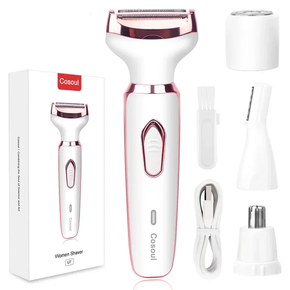Rasuradora Eléctrica 4 en 1 para Mujer - Recortadora de Vello (Blanco)